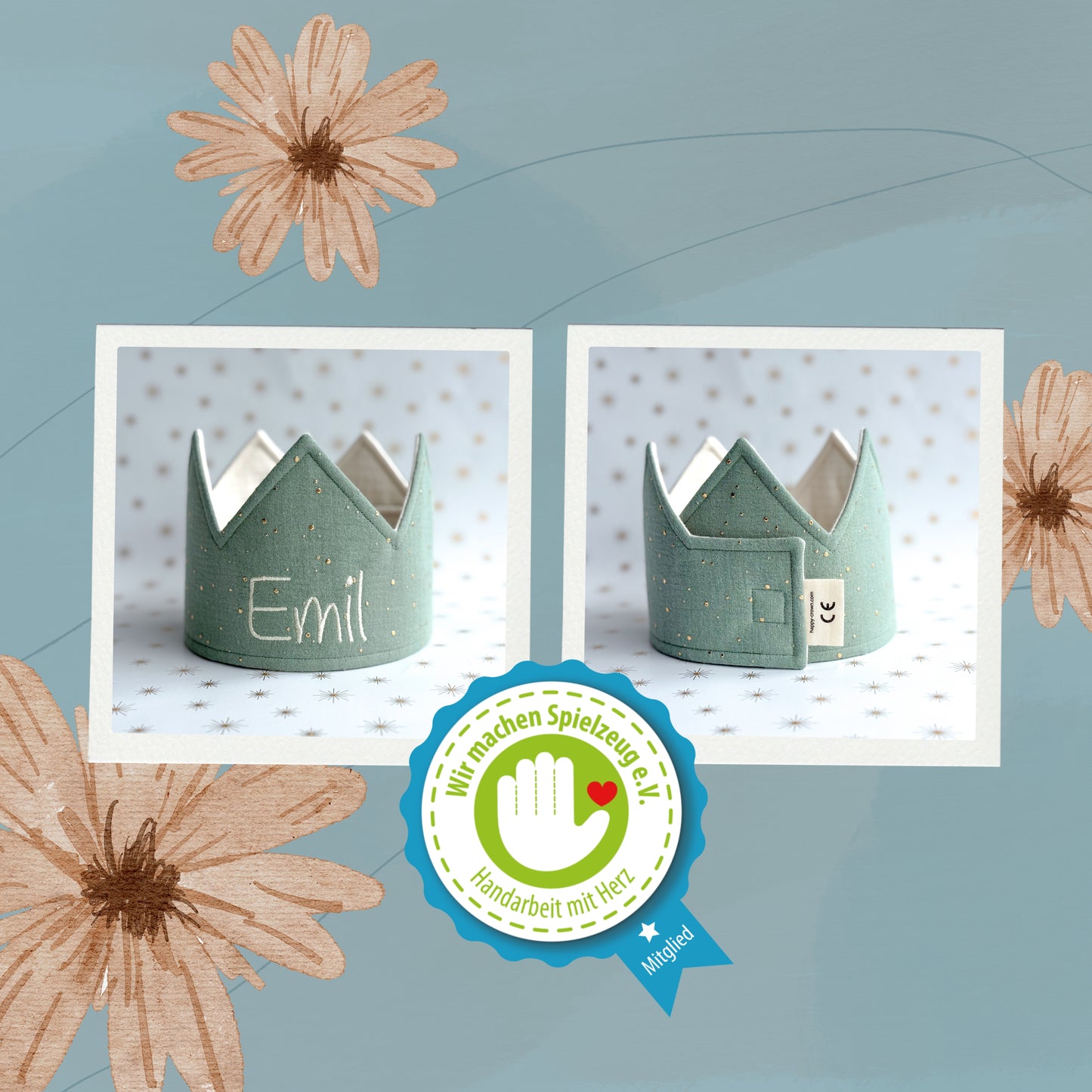 Party Krone - individuell personalisiert - Mint Green Gold