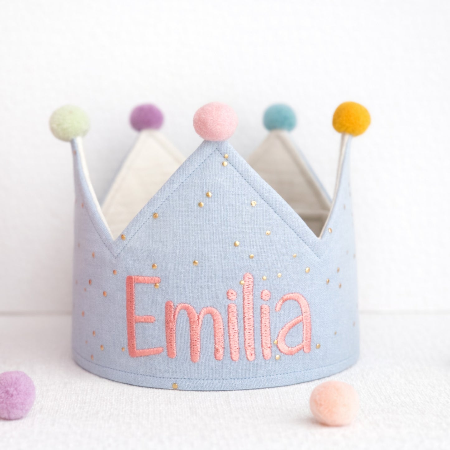 Party Krone - individuell personalisiert - Baby Blue Gold - Happy Crown