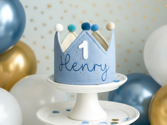 Party Krone - individuell personalisiert - Baby Blue Gold