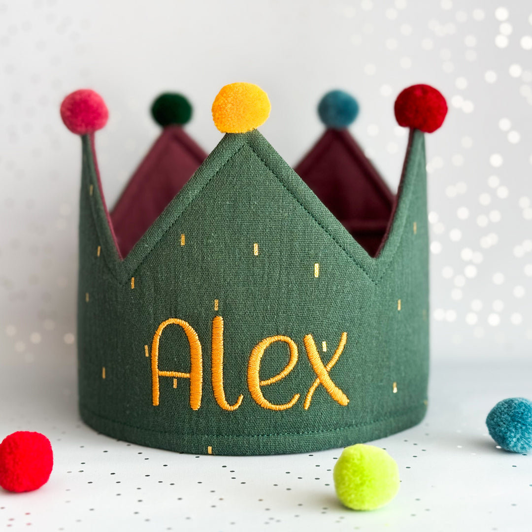 Party Crown - individually personalized - Dark Green Gold