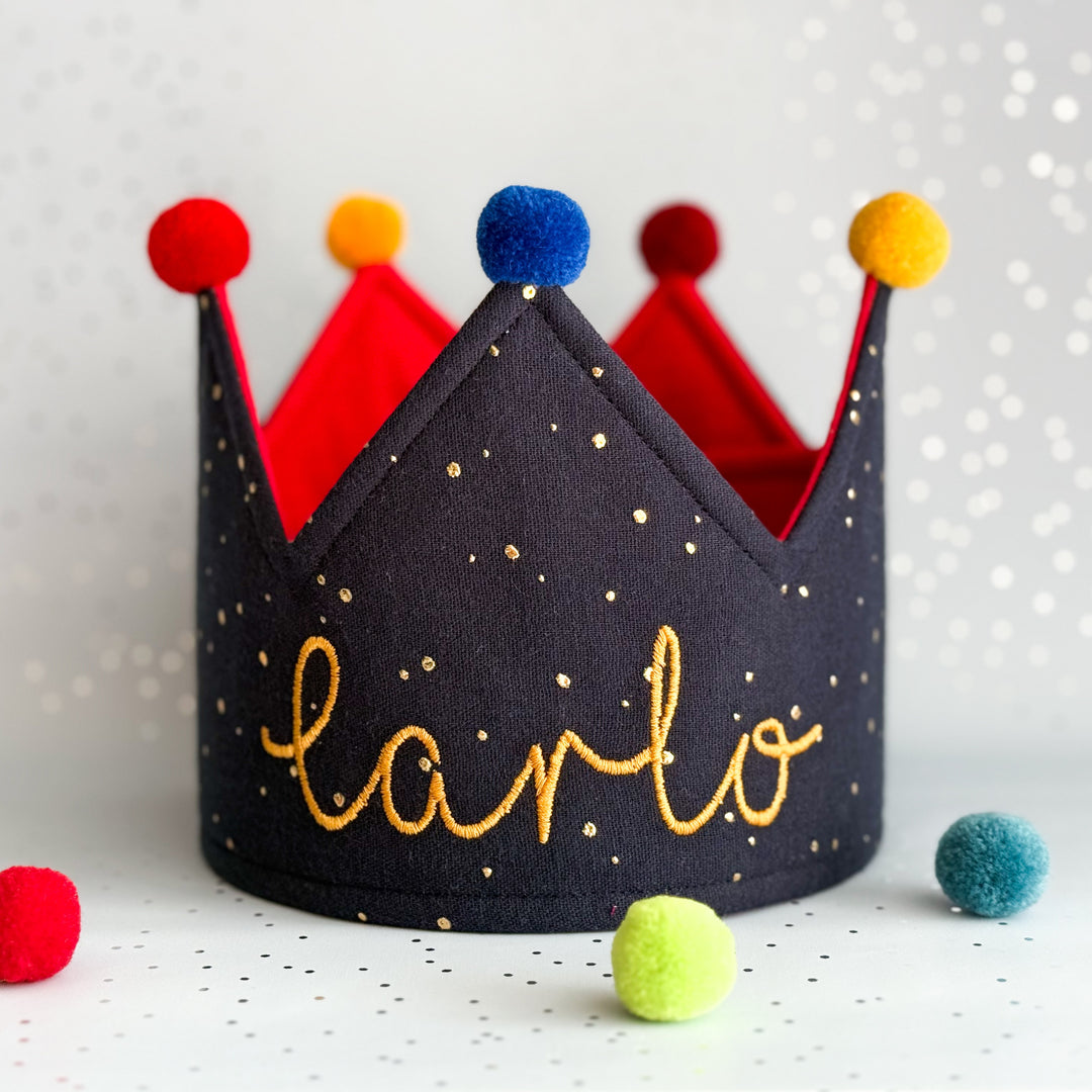 Party Crown - individually personalized - Navy Gold