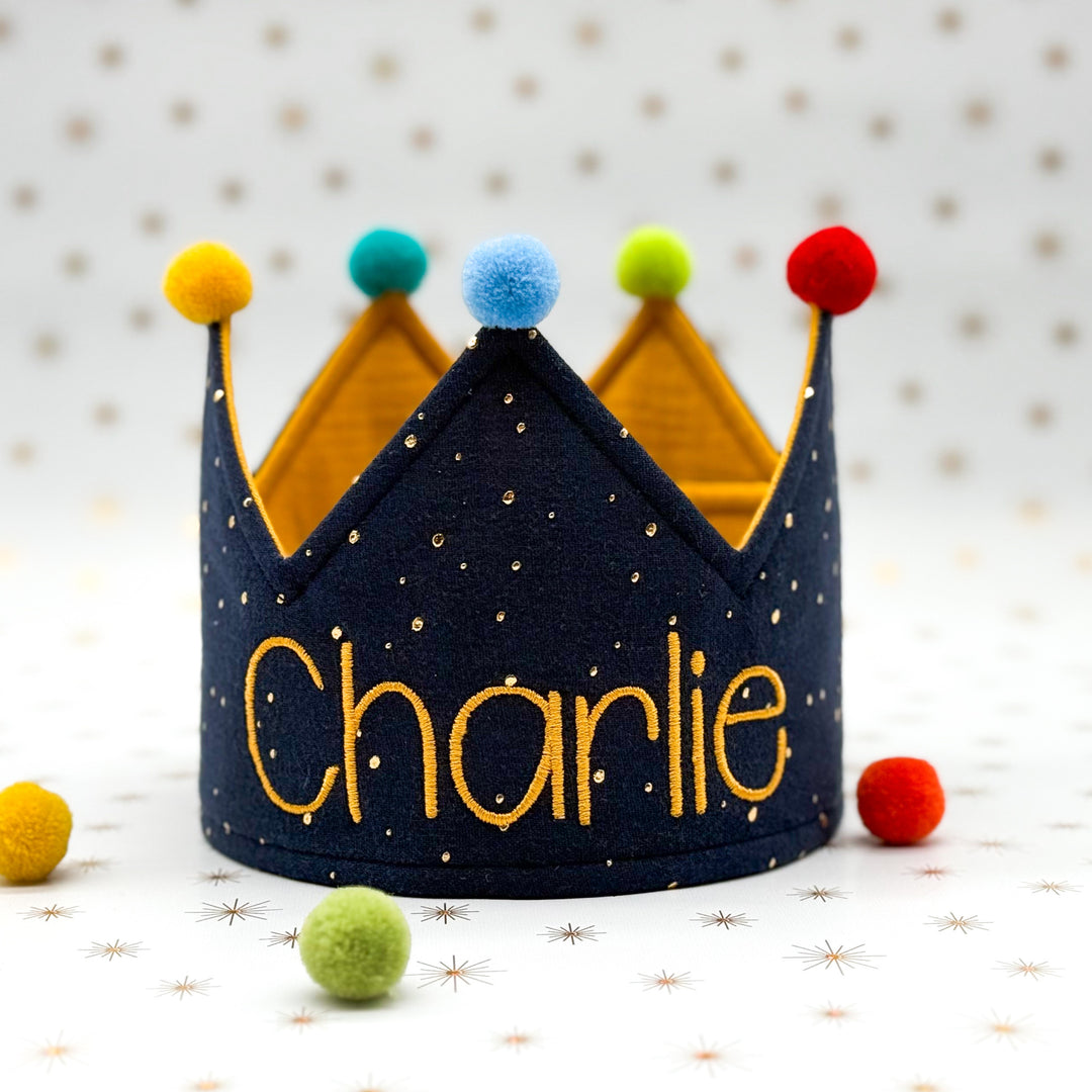 Party Crown - individually personalized - Navy Gold