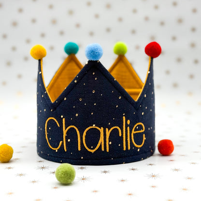 Party Crown - Personalized - Navy Gold