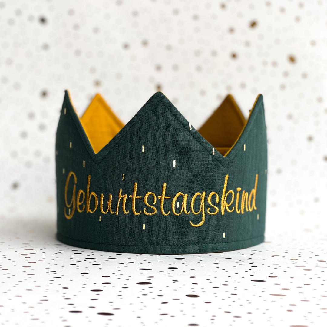 Party Crown - individually personalized - Dark Green Gold