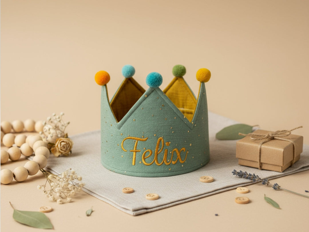 Party Krone - individuell personalisiert - Mint Green Gold - Happy Crown