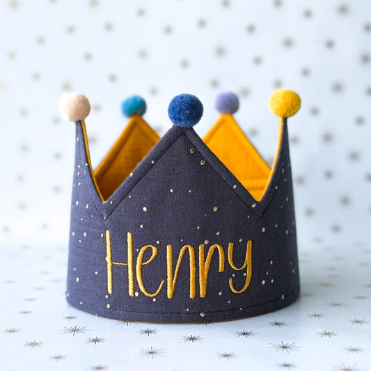 Party Crown - Personalized - Dark Grey Gold