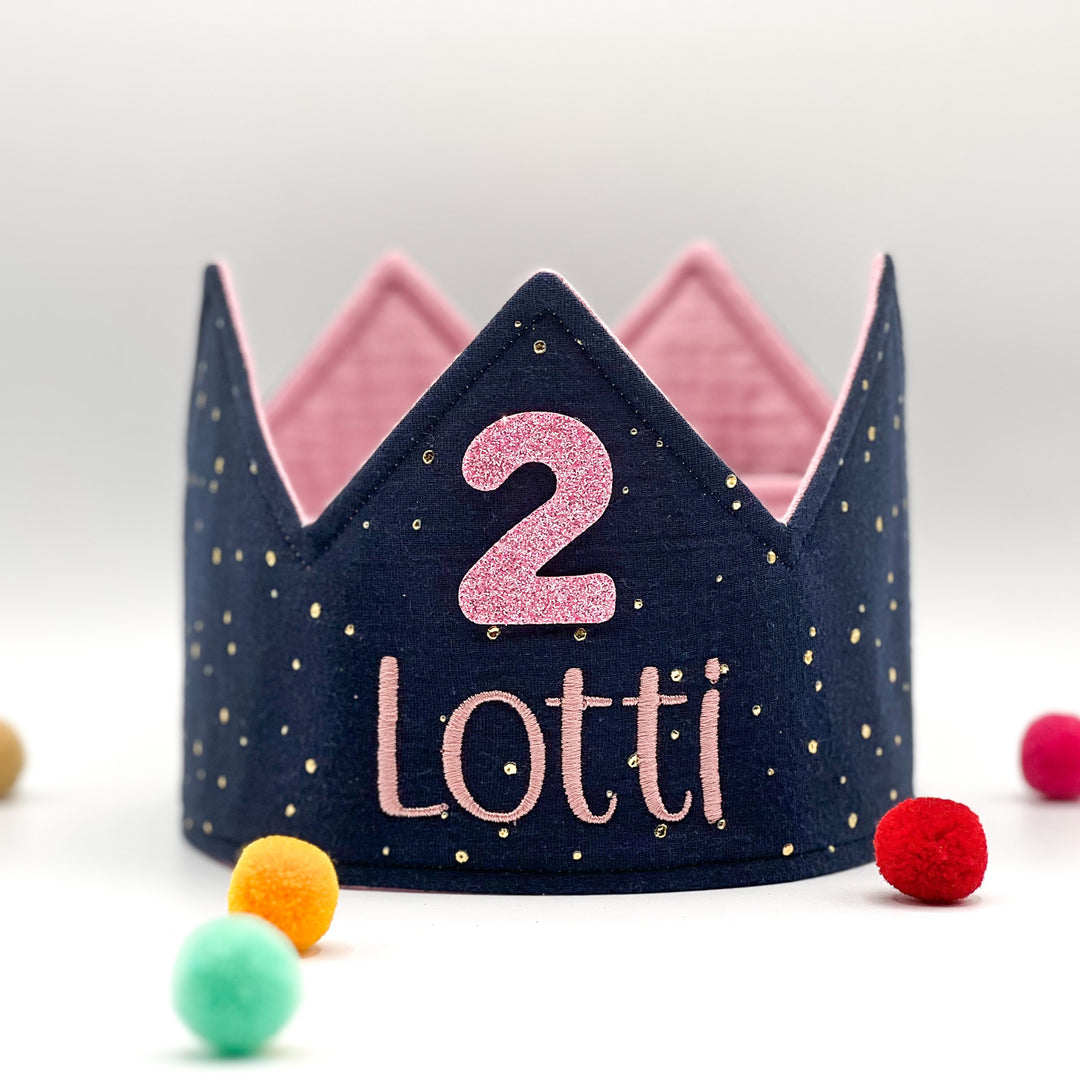 Party Crown - individually personalized - Navy Gold