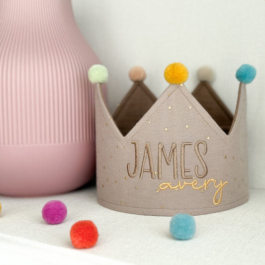Party Krone - individuell personalisiert - Beige Gold - Happy Crown
