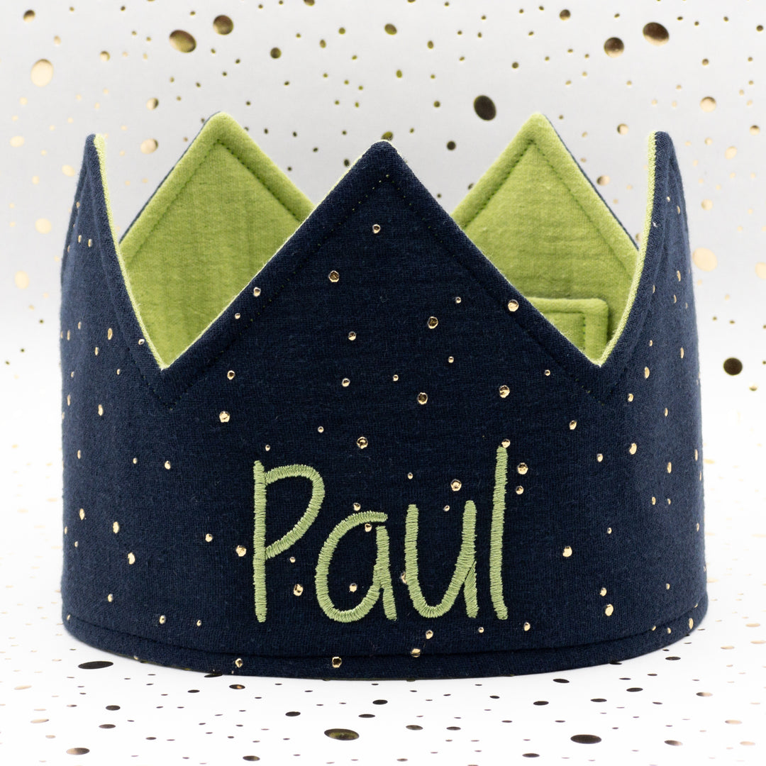 Party Crown - individually personalized - Navy Gold